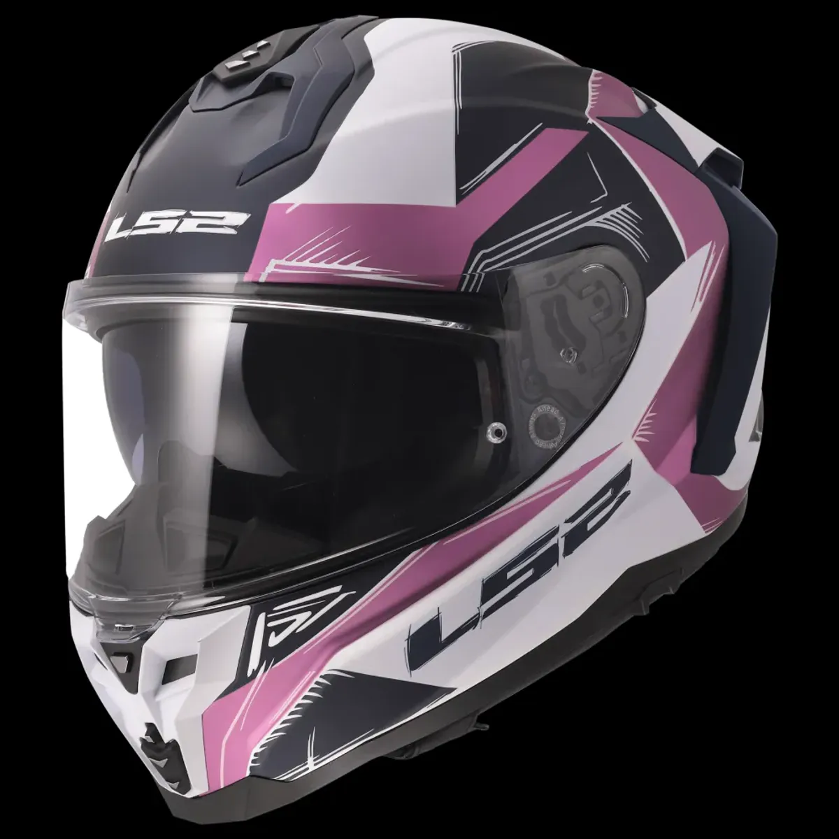 LS2 FF817 Challenger II Flaman MC-Hjelm, hvit/rosa 