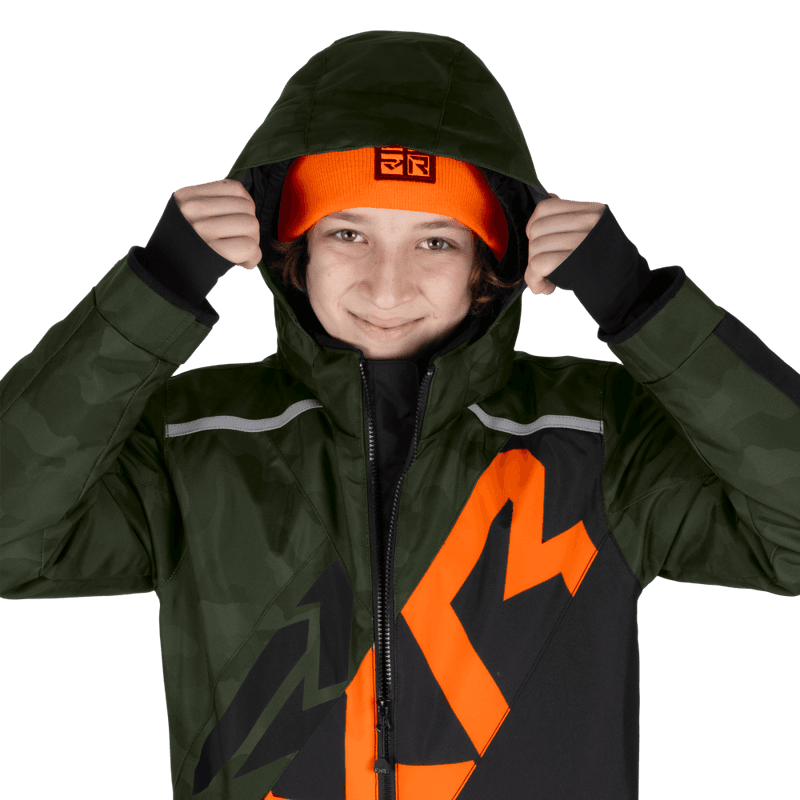FXR Yth Cold Cross CX Monosuit 26, army camo/orange